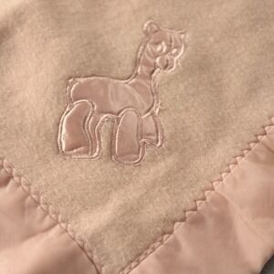 Vintage Beacon Pink Lamb Blanket Acrylic Satin Baby Lamb Nylon Border Made In US